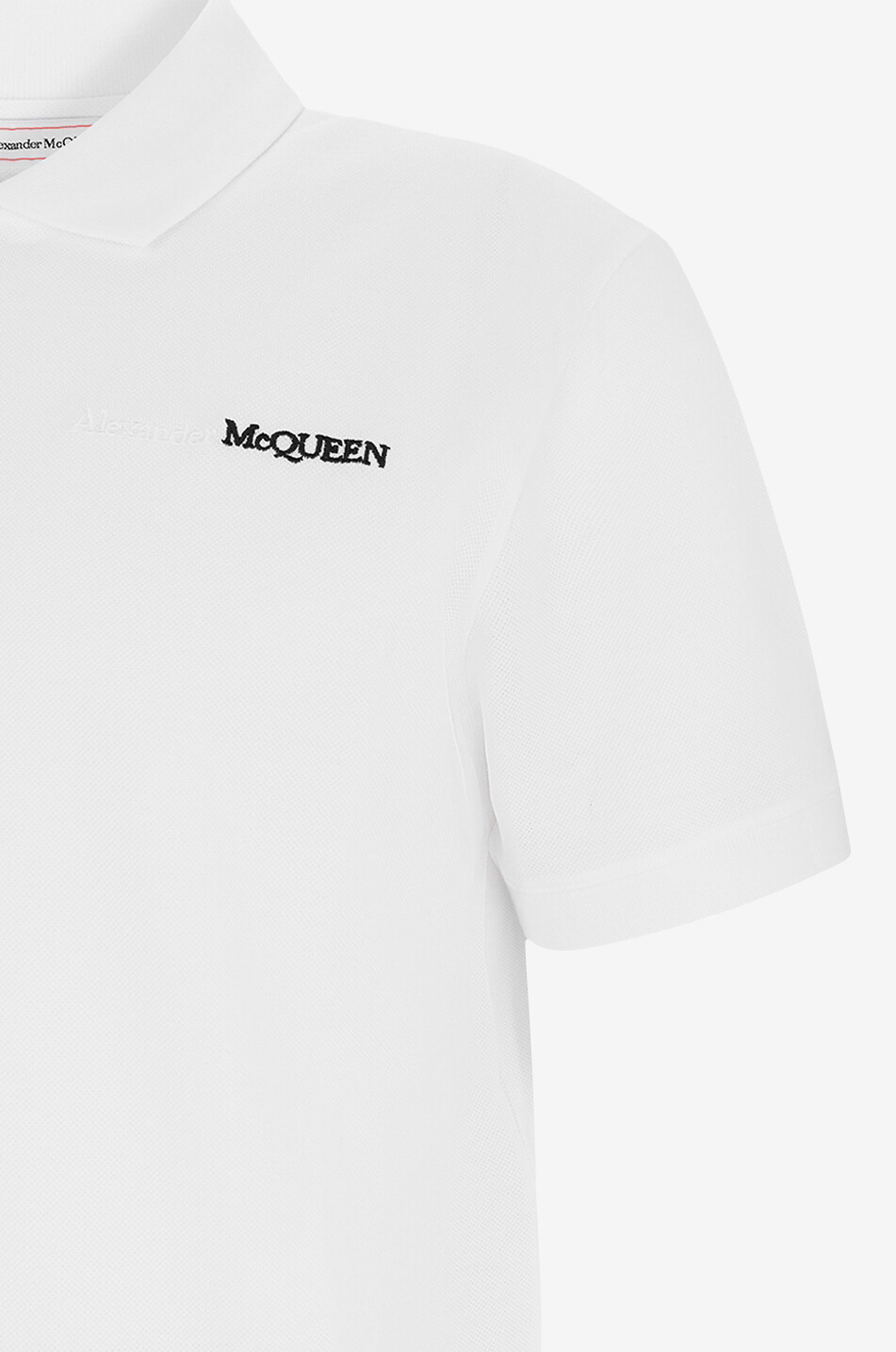 ALEXANDER McQUEEN Polo en coton piqué à manches courtes brodé McQUEEN Homme BLANC 3