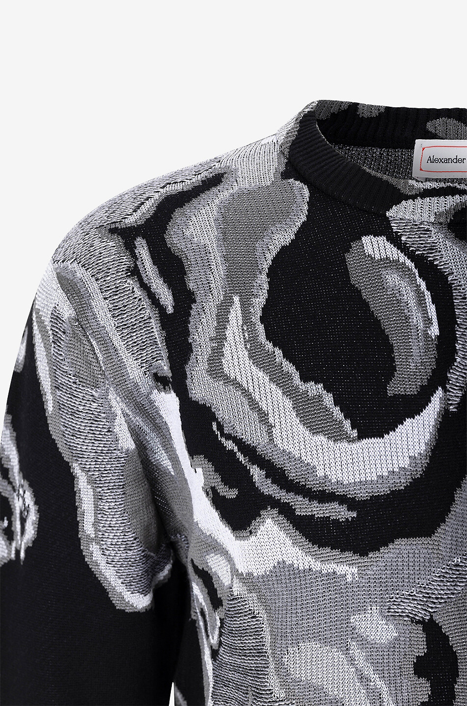 ALEXANDER McQUEEN Glänzender Jacquardpullover Wax Flower Skull Herren SCHWARZ 3
