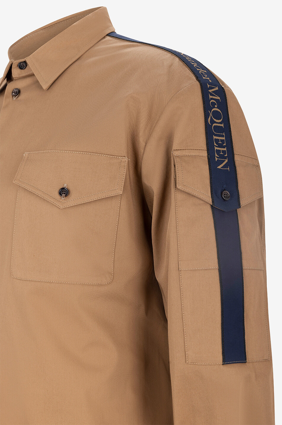 ALEXANDER McQUEEN Überhemd aus Gabardine Military Logo Tape Herren KAMELFARBEN 3