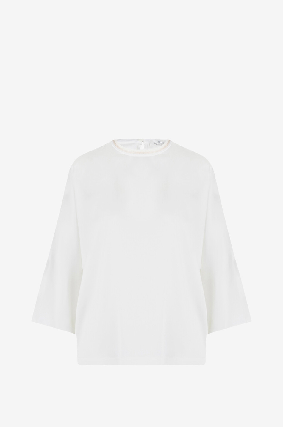 PANICALE Top en satin de soie à manches trois-quarts Femme BLANC CASSE 1
