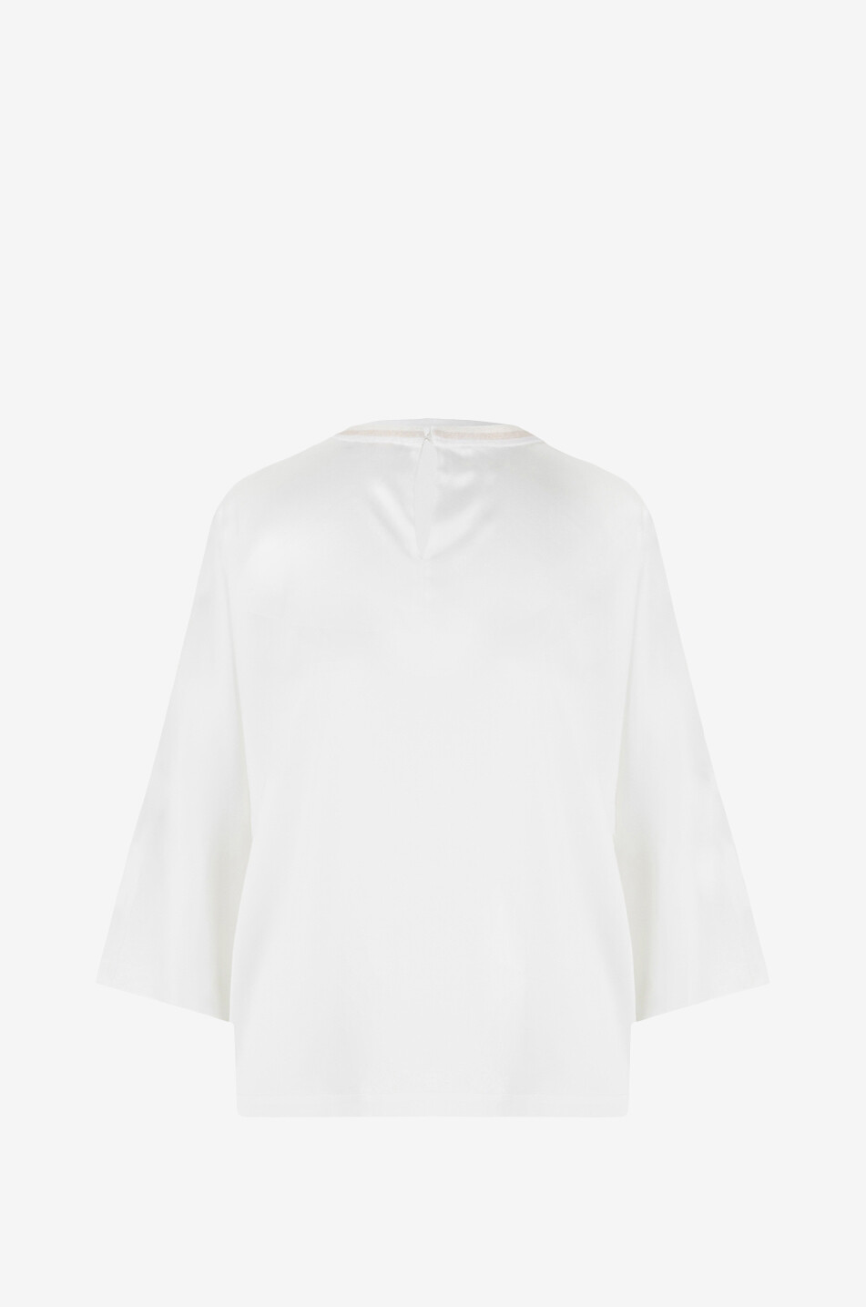 PANICALE Top en satin de soie à manches trois-quarts Femme BLANC CASSE 2