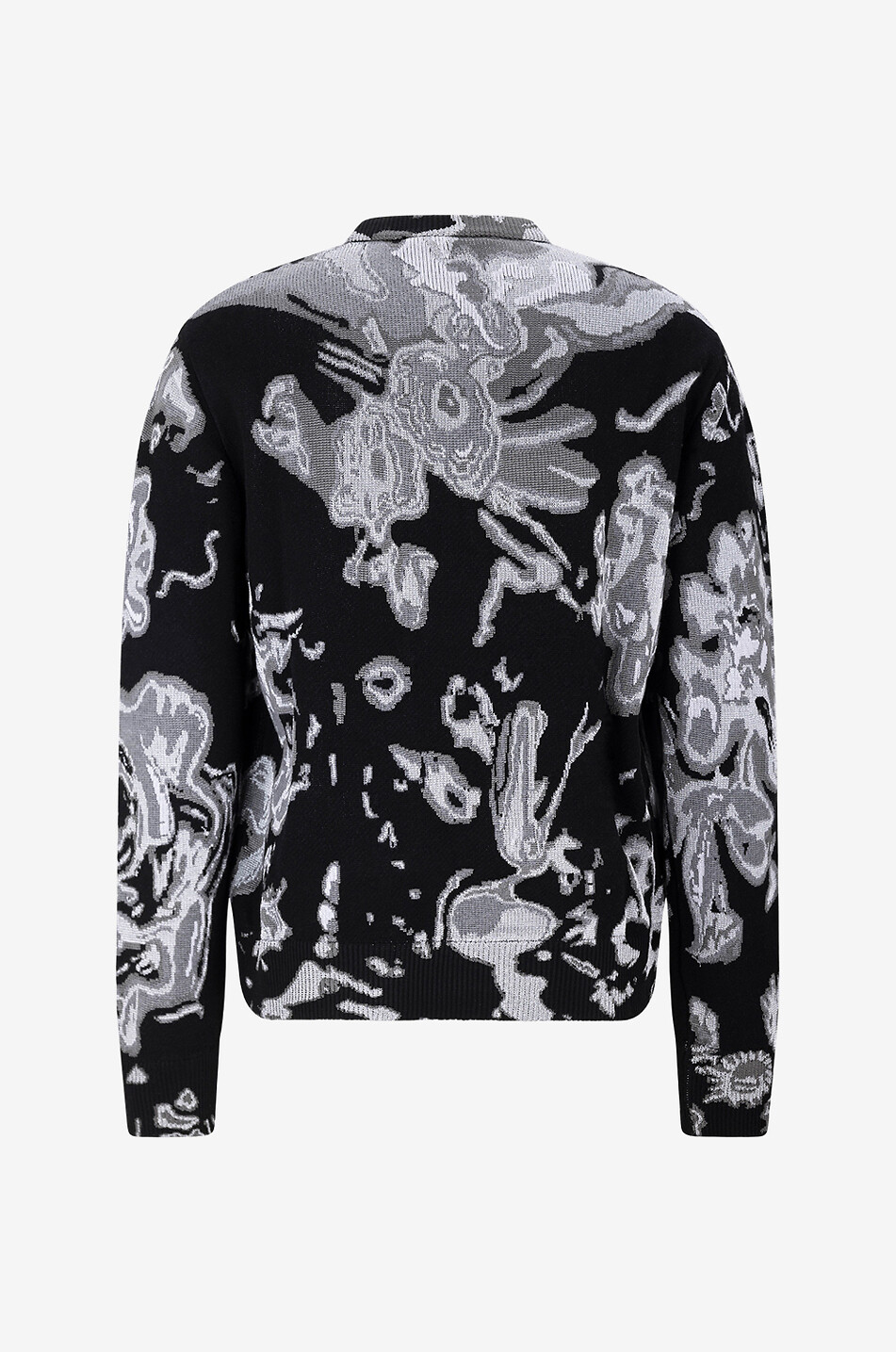 ALEXANDER McQUEEN Wax Flower Skull shiny jacquard jumper Men BLACK 2