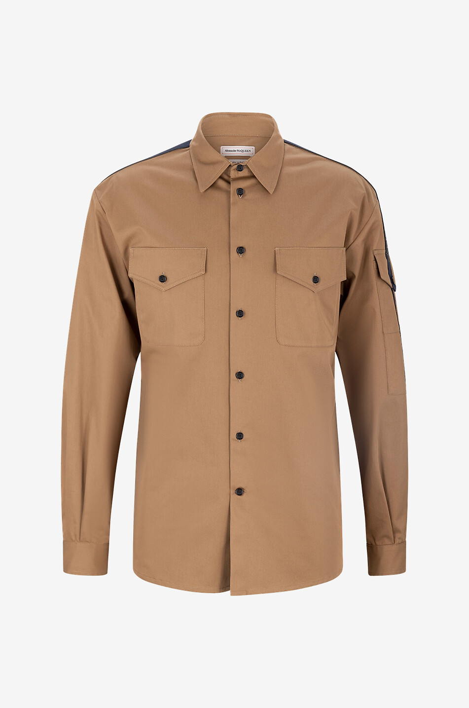 ALEXANDER McQUEEN Überhemd aus Gabardine Military Logo Tape Herren KAMELFARBEN 1