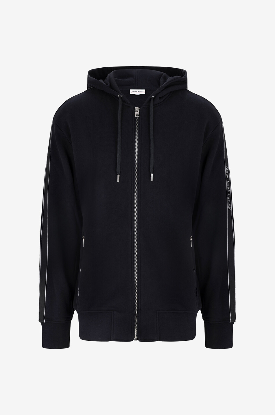 ALEXANDER McQUEEN Selvege Tape Logo hooded full-zip sweatshirt Men BLACK 1