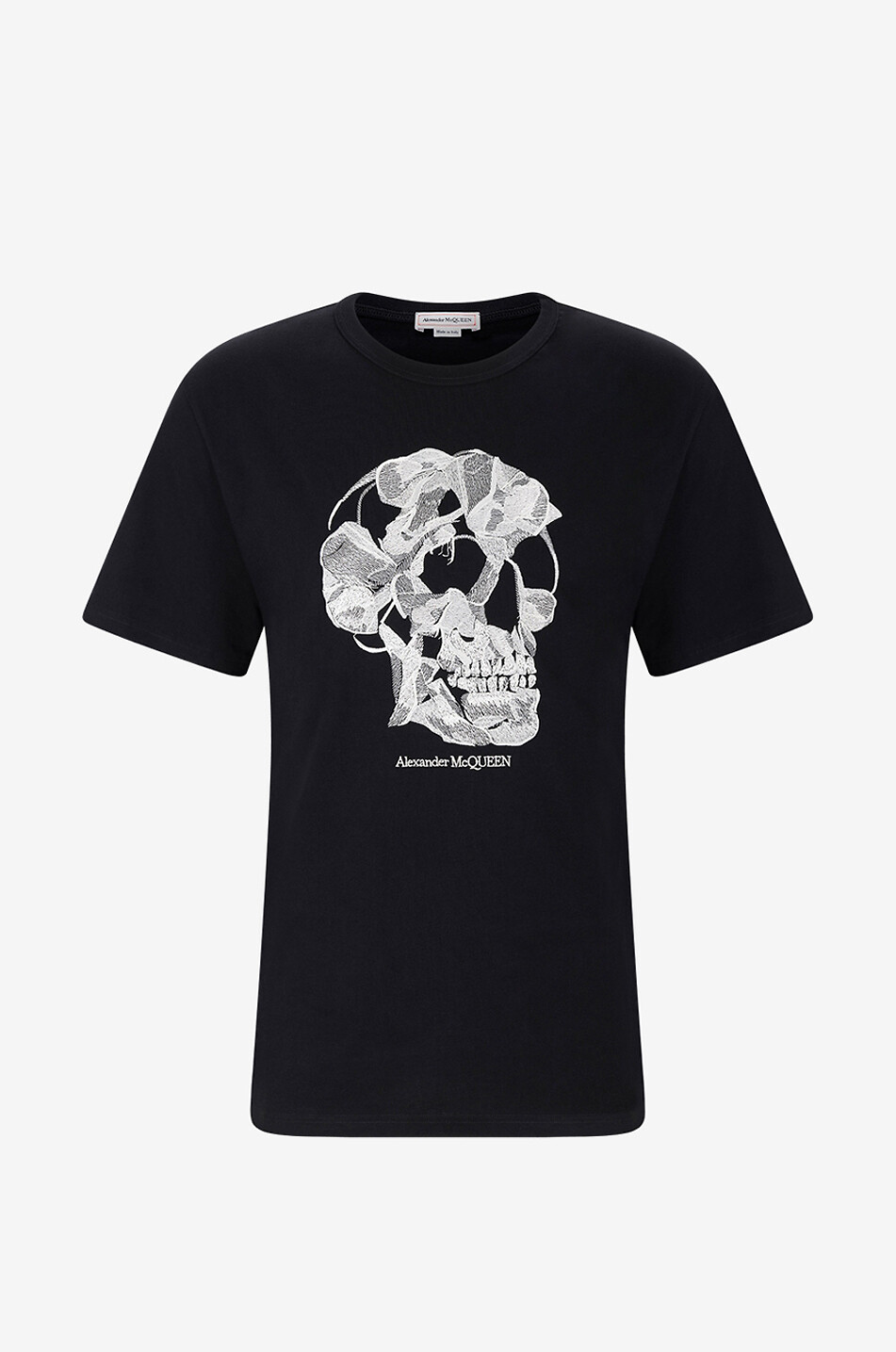 ALEXANDER McQUEEN Pressed Flower Skull embroidered short-sleeved T-shirt Men BLACK 1