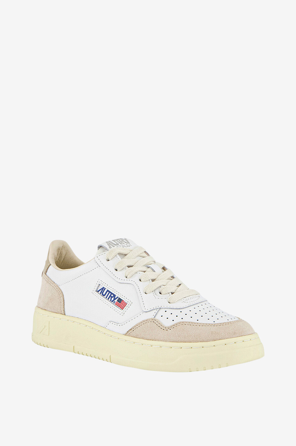 AUTRY Medalist leather and suede low-top lace-up sneakers Men Light beige 1