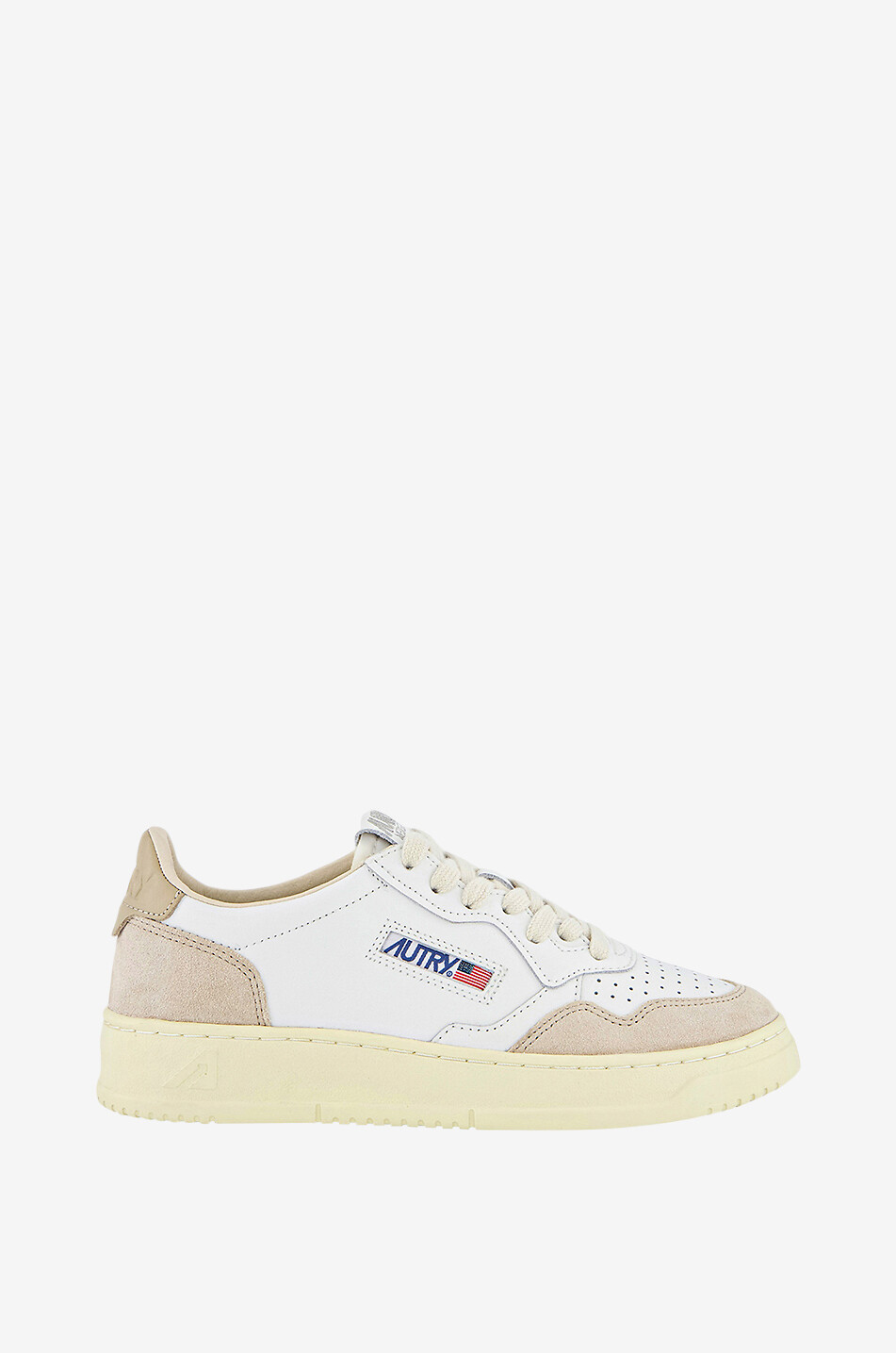 AUTRY Medalist leather and suede low-top lace-up sneakers Men Light beige 2