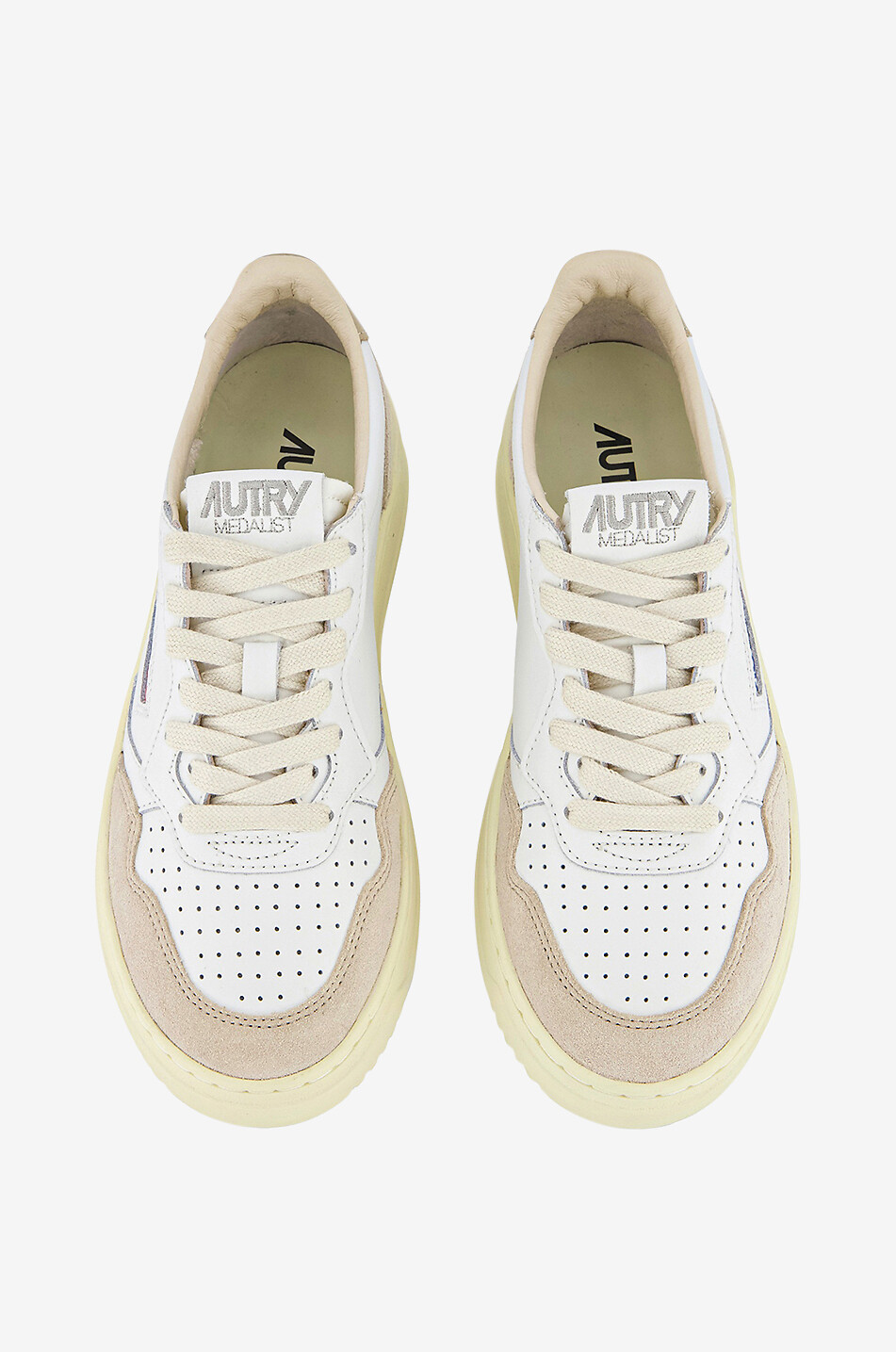 AUTRY Medalist leather and suede low-top lace-up sneakers Men Light beige 4