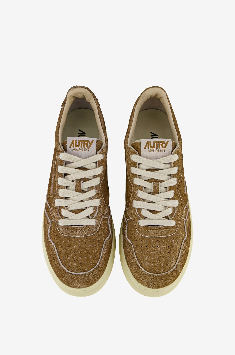 AUTRY Medalist distressed suede low-top lace-up sneakers Men MEDIUM BROWN 4