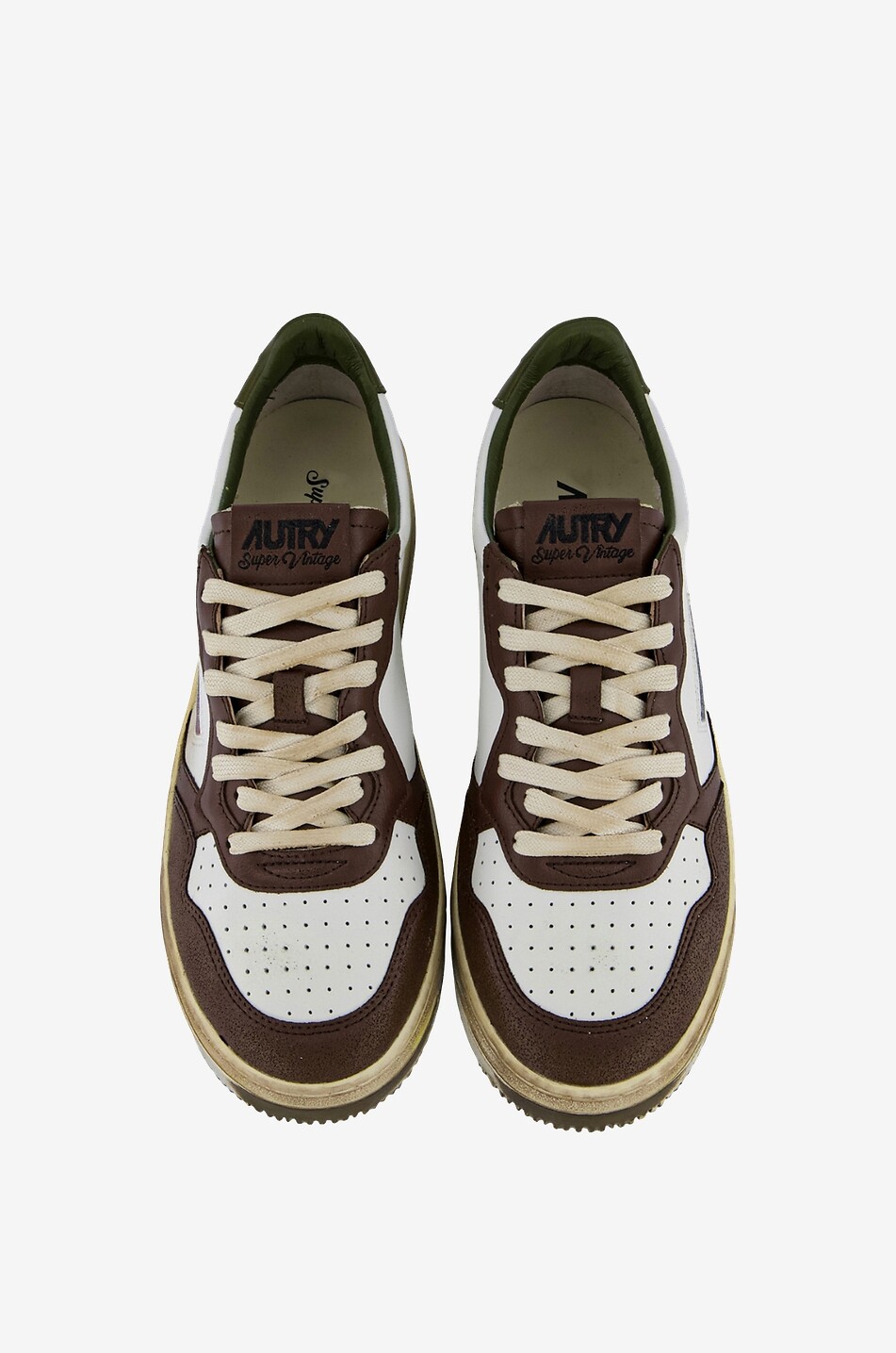 AUTRY Super Vintage distressed low-top lace-up sneakers Men DARK BROWN 4