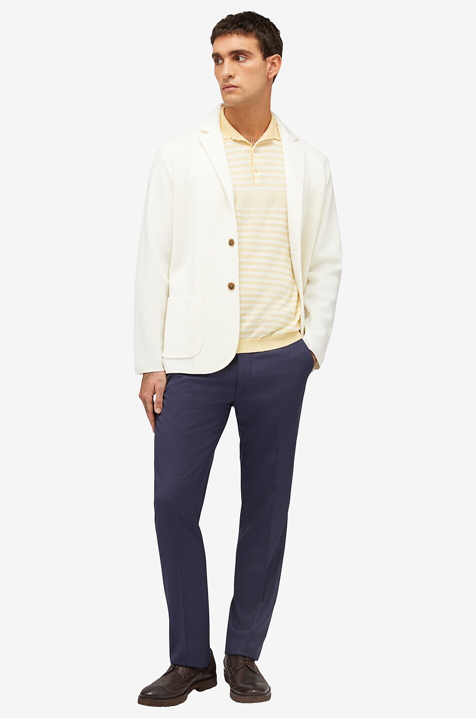 MAURIZIO BALDASSARI Polo rayé en jersey de lin Homme JAUNE CLAIR 5