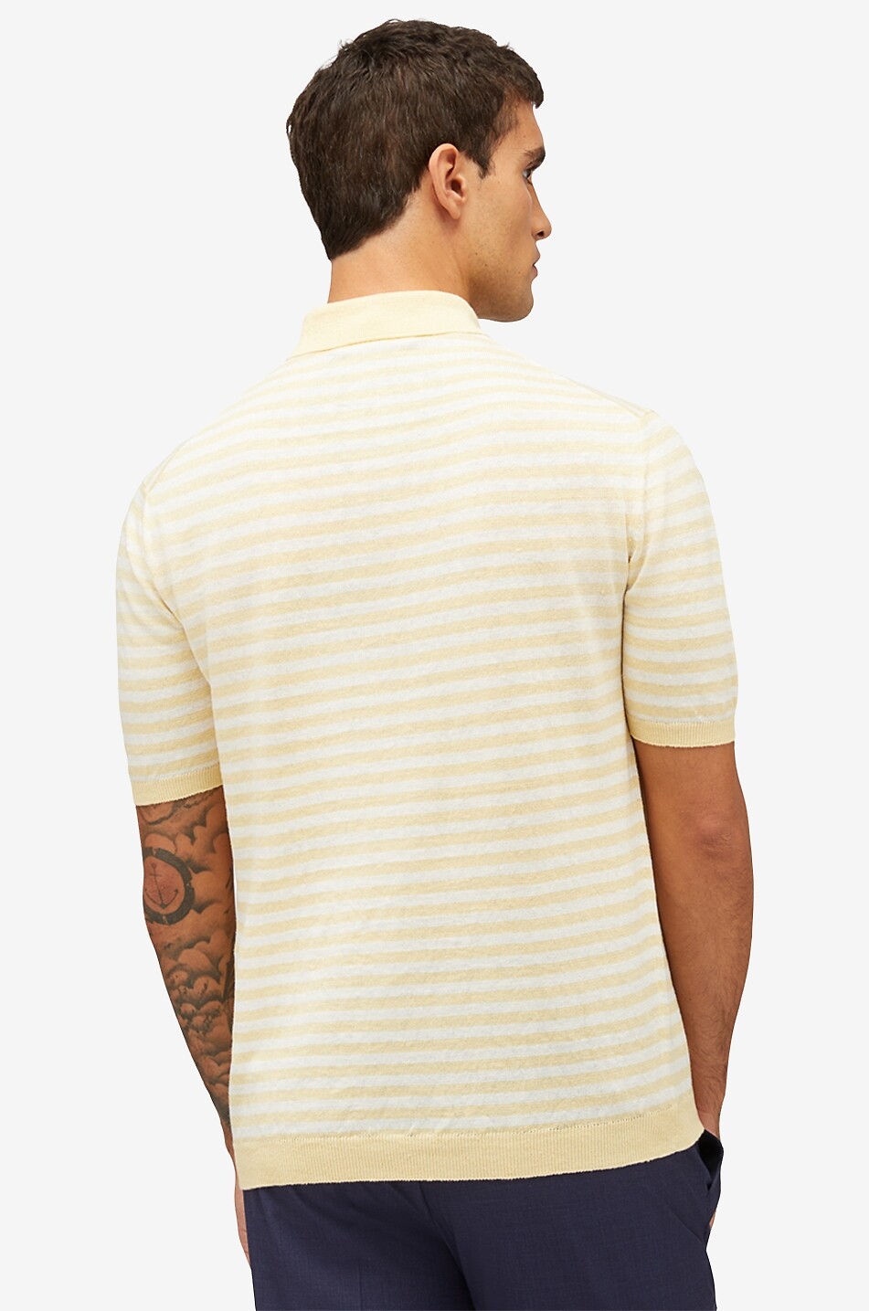 MAURIZIO BALDASSARI Polo rayé en jersey de lin Homme JAUNE CLAIR 4