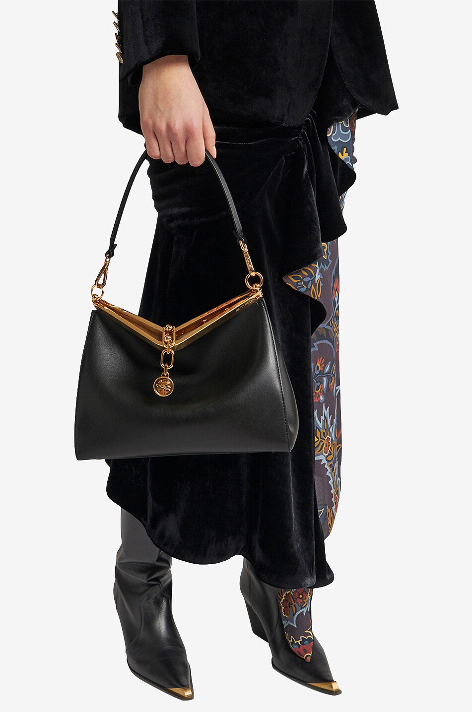 ETRO Handtasche aus Glattleder Vela Medium Damen SCHWARZ 3