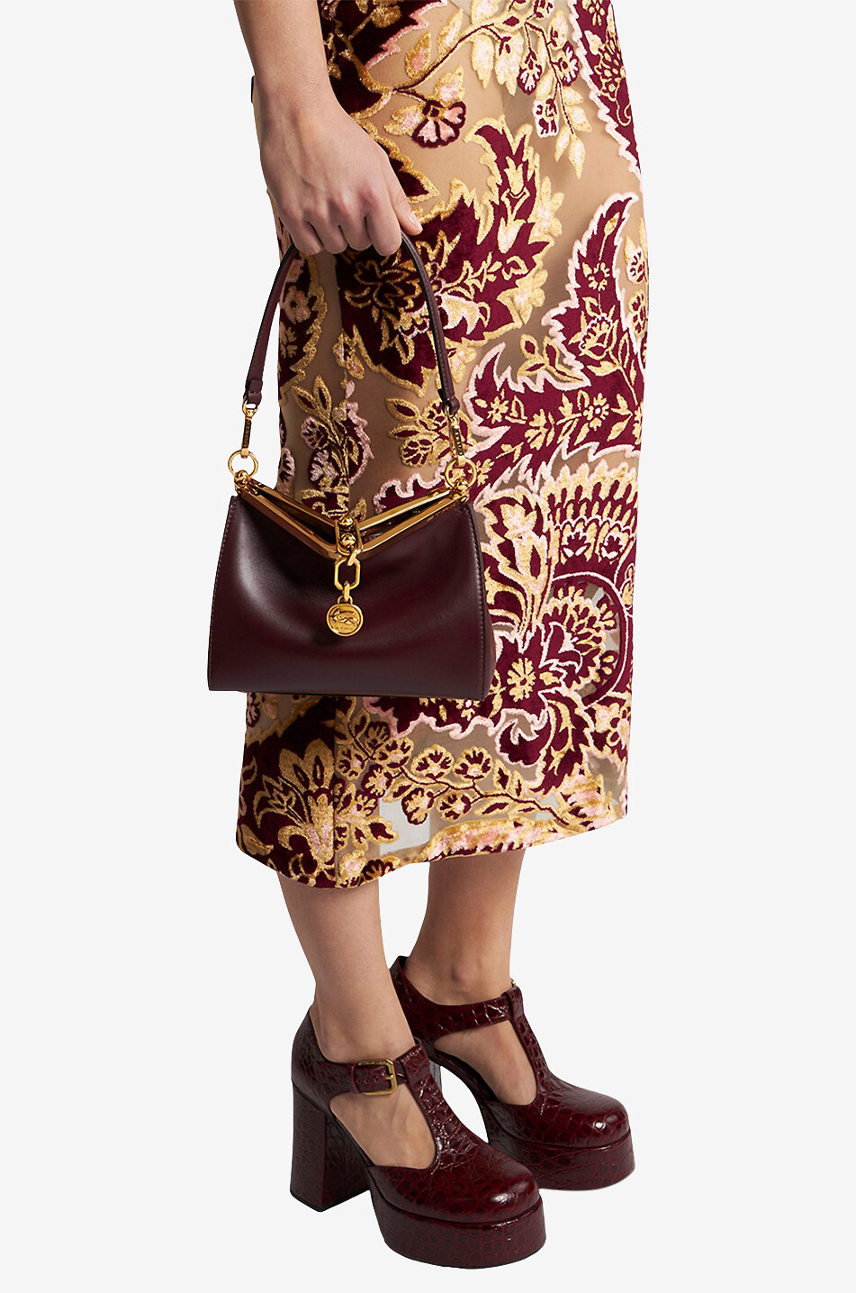 ETRO Sac porté épaule en cuir lisse Vela Mini Femme ROUGE FONCÉ 3