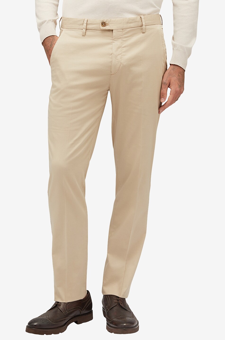 MAURIZIO BALDASSARI Pantalon slim en coton et soie Homme MARRON 3
