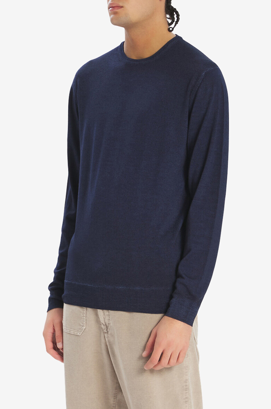 Feiner Rundhalspullover Ato Brunal Navy