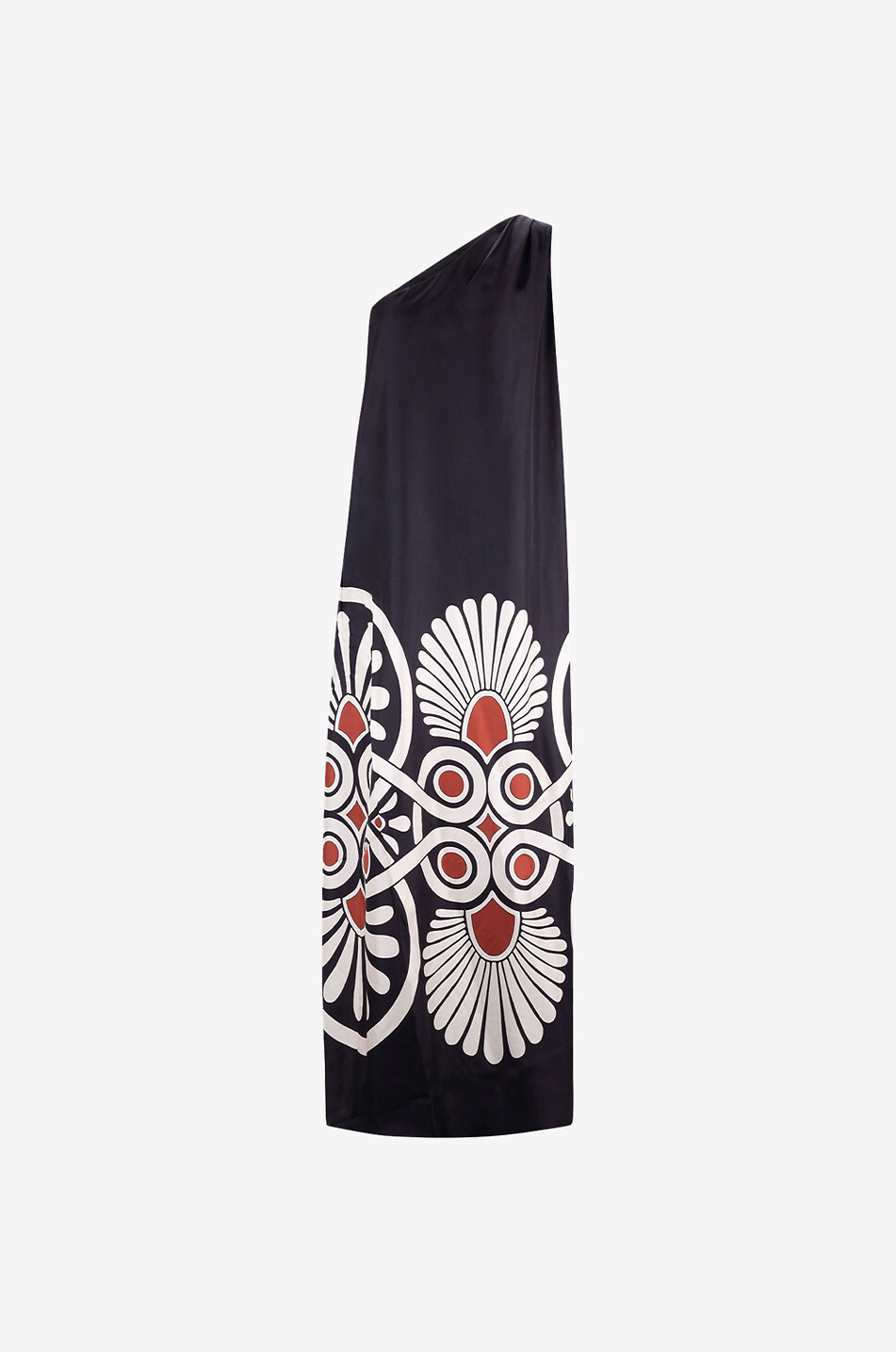 Roy Medallion Placée one-shoulder maxi silk twill dress