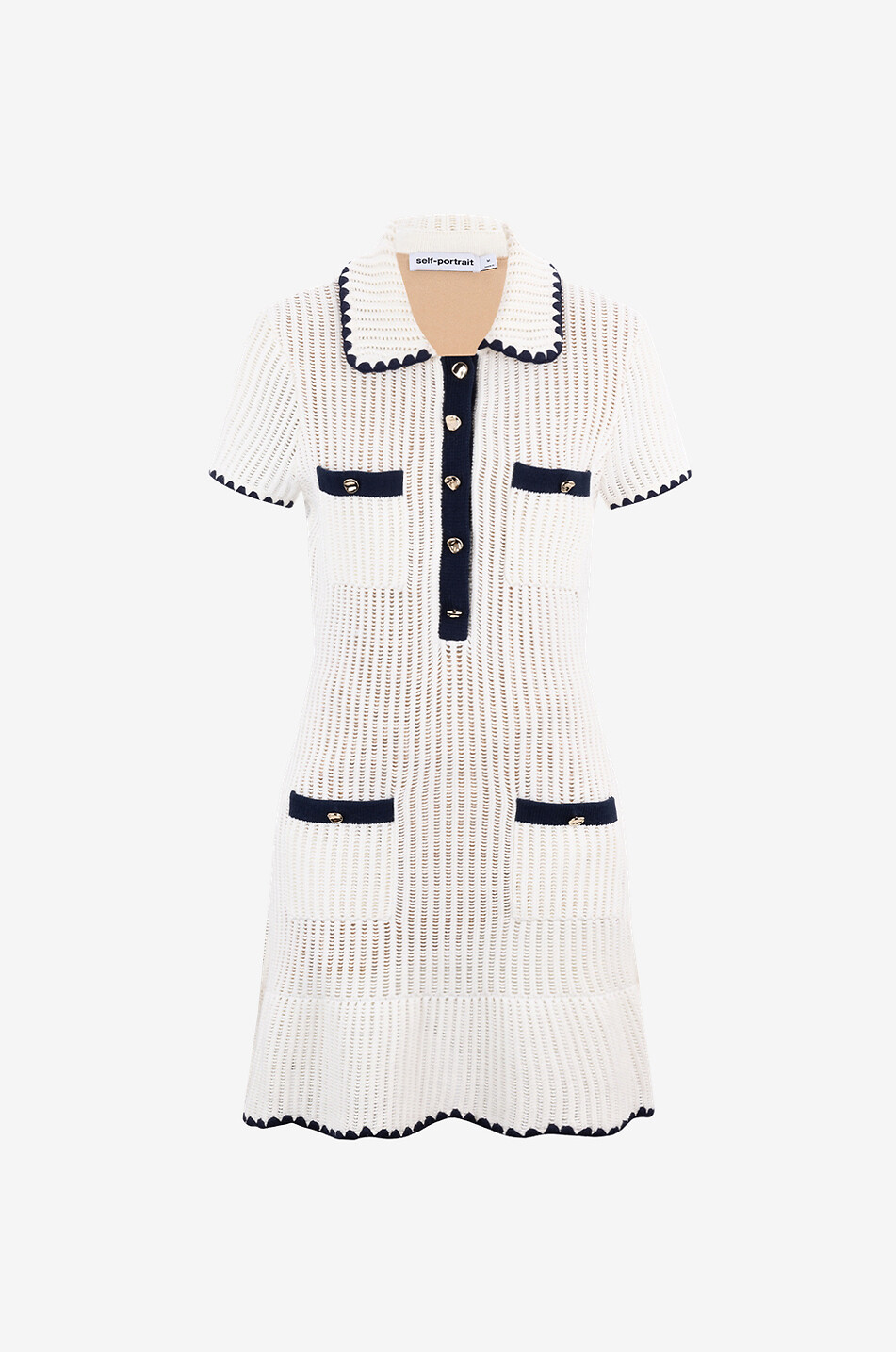 Mini-Häkelkleid mit Hemdkragen