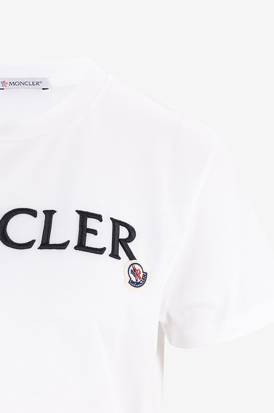 MONCLER Logo embroidered patch adorned short-sleeved T-shirt Women EGGSHELL 3