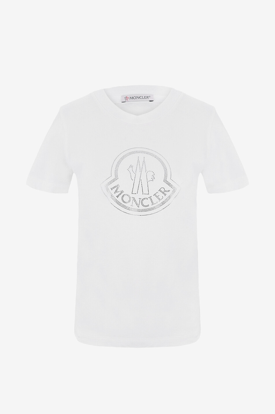 MONCLER Crystal logo embellished short-sleeved T-shirt Women EGGSHELL 1