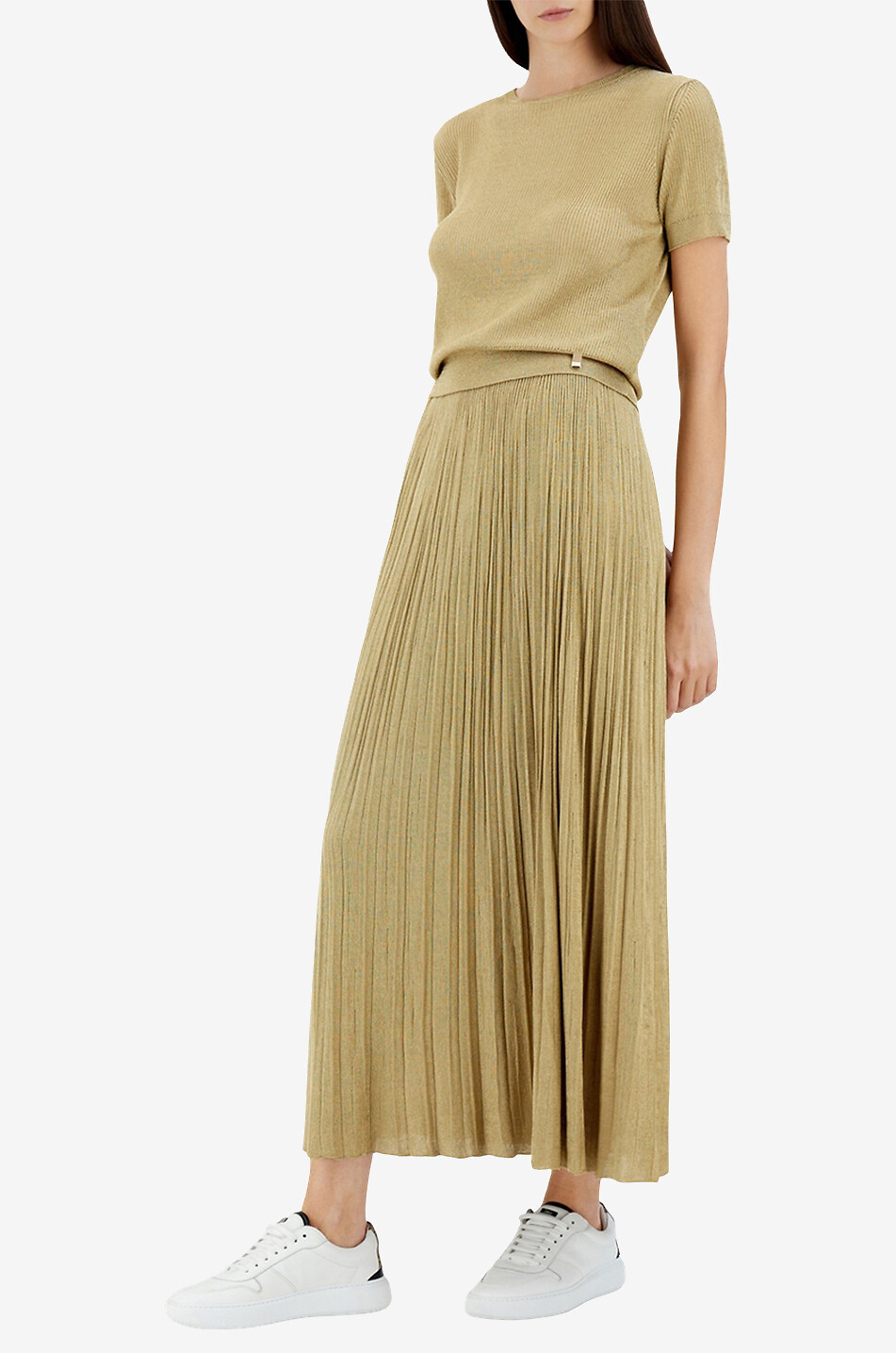 Jupe longue plissée en lurex