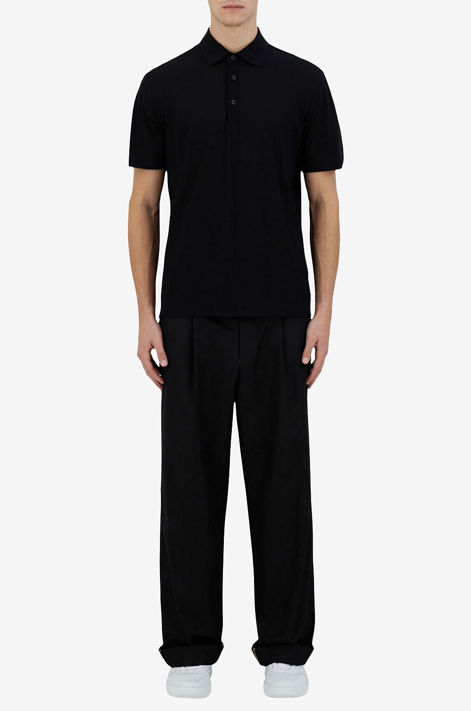HERNO Kurzärmeliges Polohemd aus Crêpe-Jersey Herren SCHWARZ 2