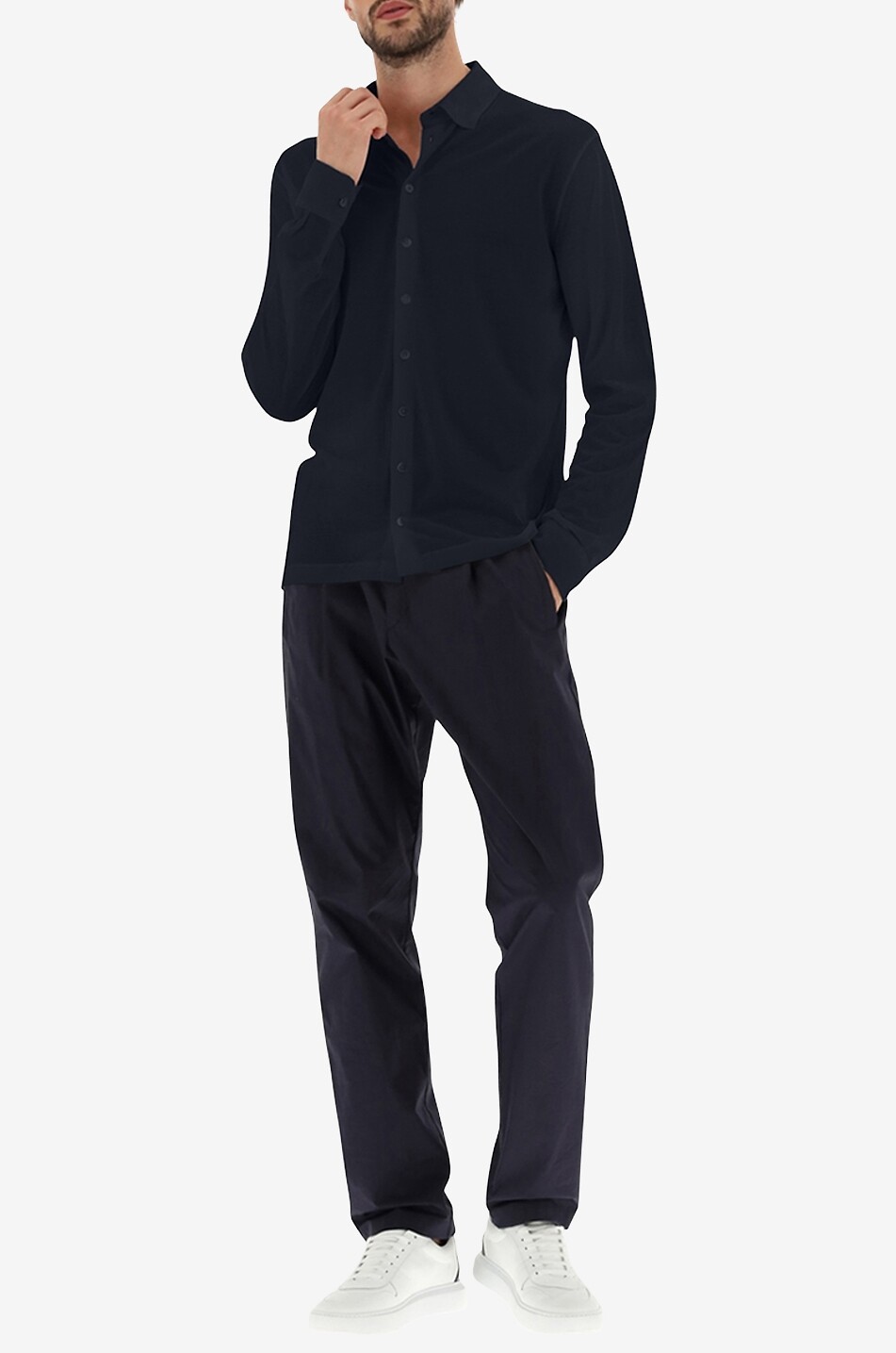 HERNO Chemise à manches longues en jersey crêpe Homme BLEU FONCE 4