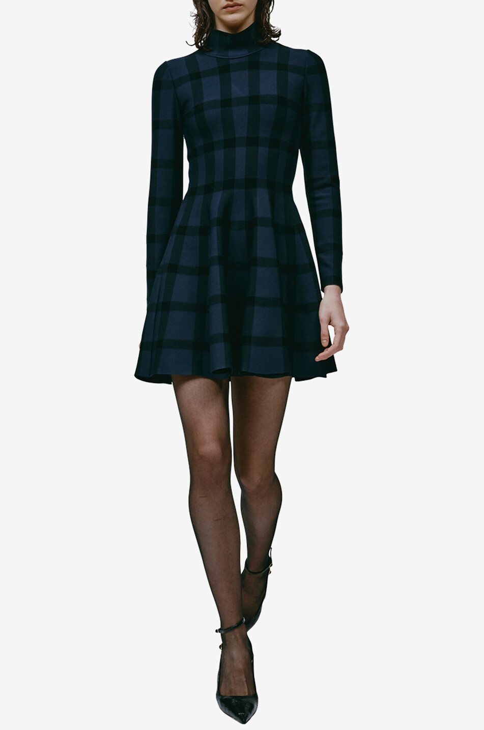 Anita Skater flared checked Milano jersey mini dress