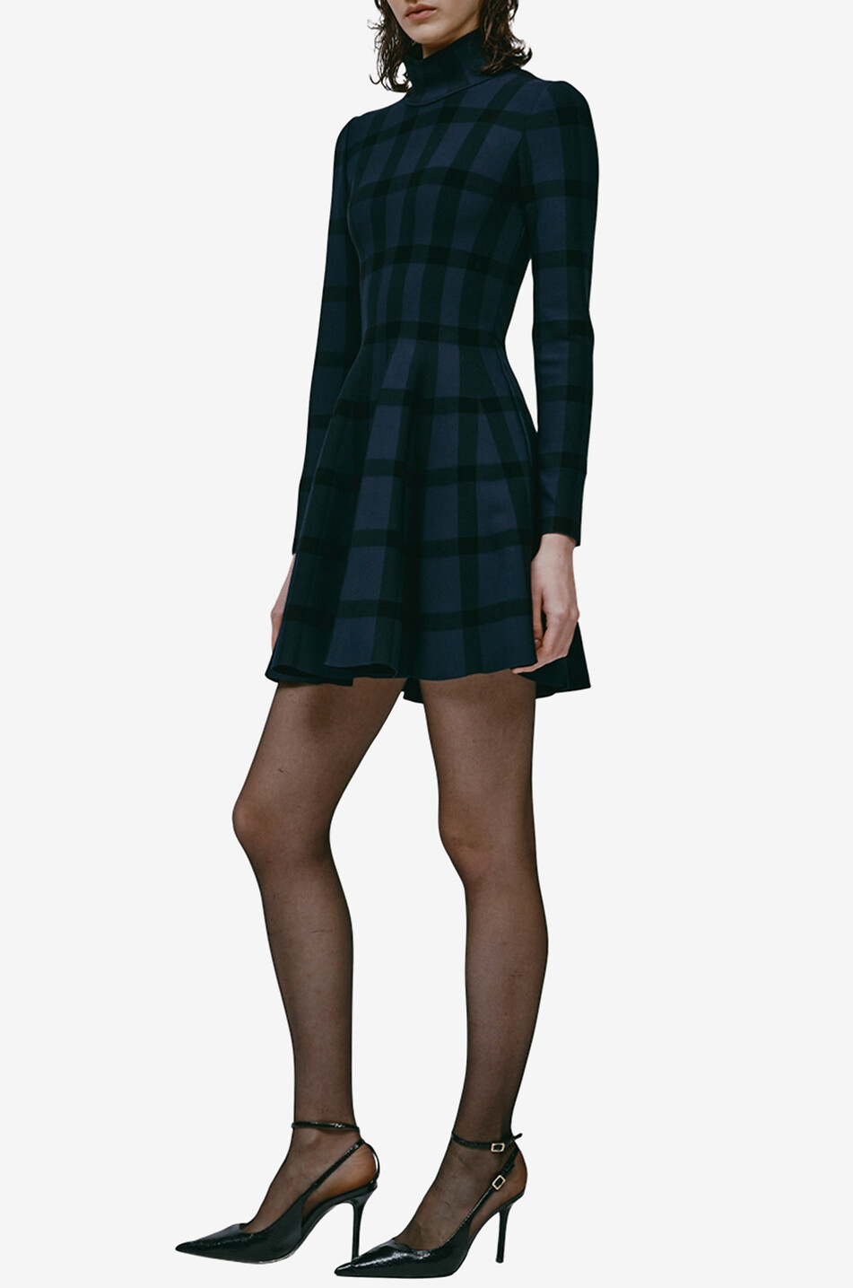 Anita Skater flared checked Milano jersey mini dress