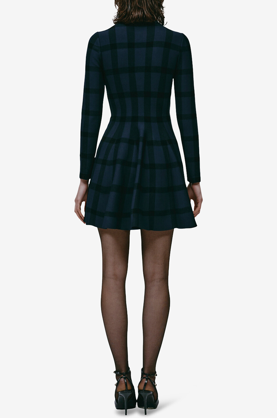 Anita Skater flared checked Milano jersey mini dress