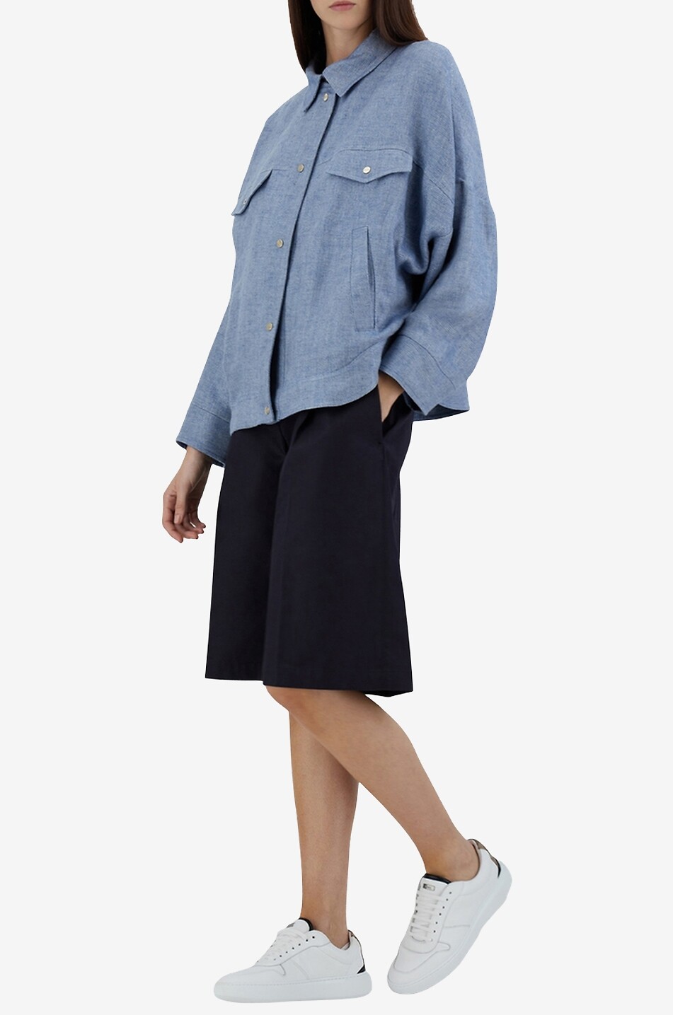 Surchemise ample en lin et lurex