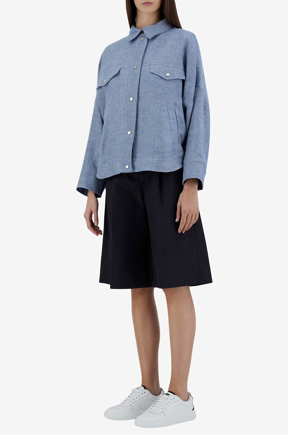 Surchemise ample en lin et lurex