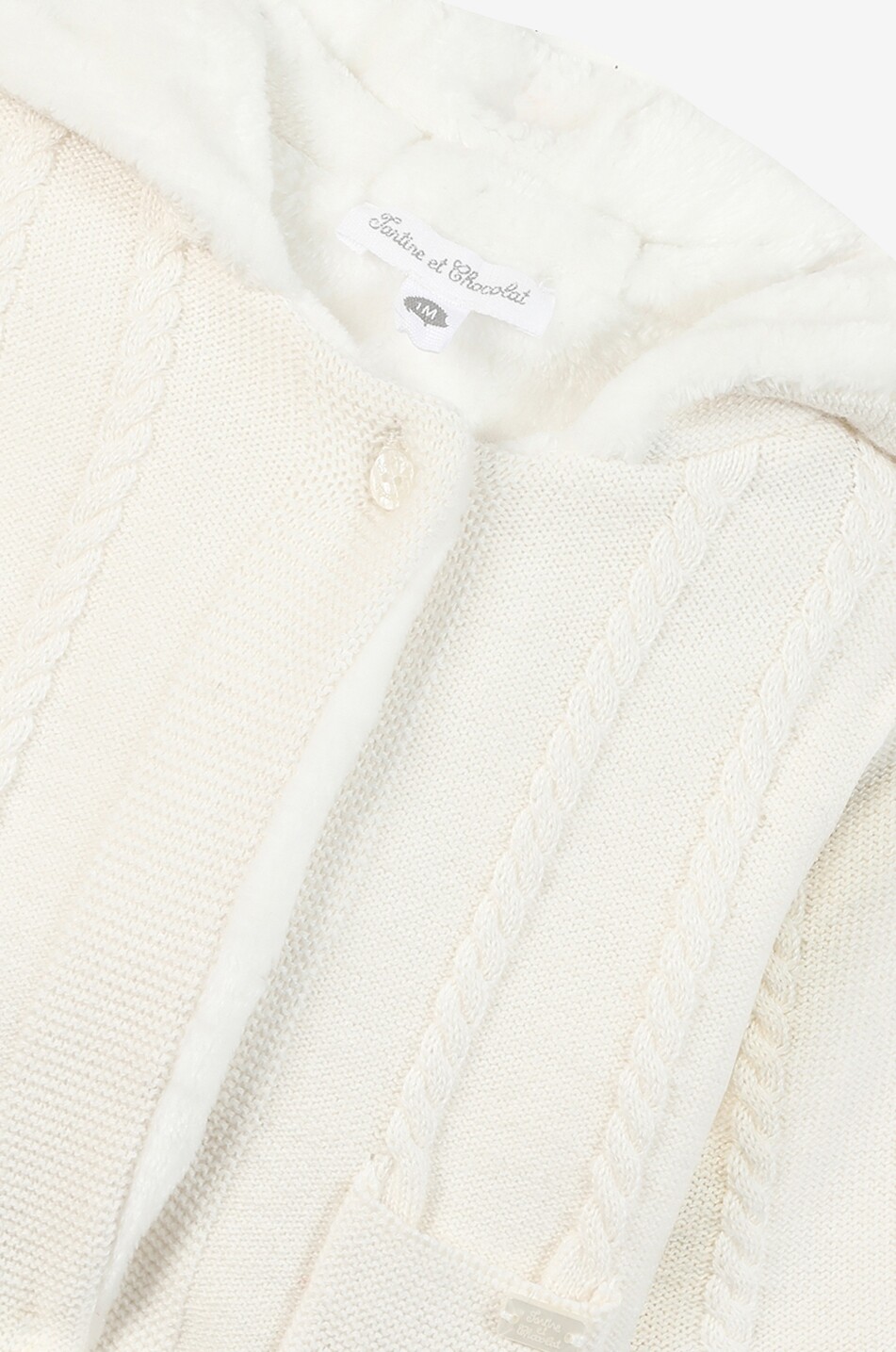 Baby hooded knit cardigan with plush lining