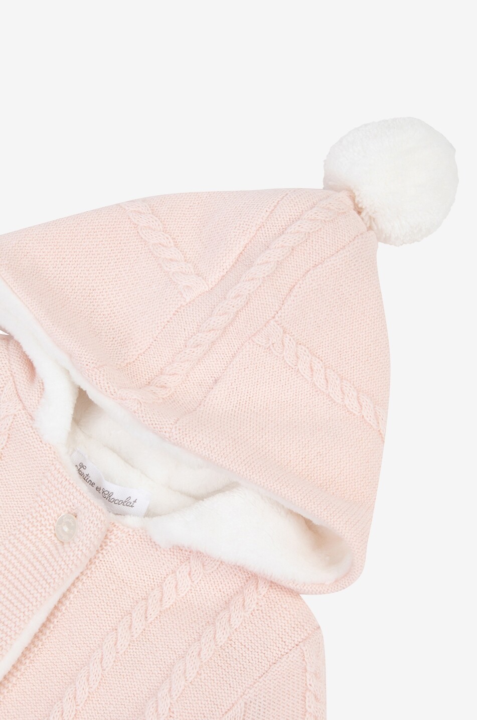 Baby hooded knit cardigan with plush lining