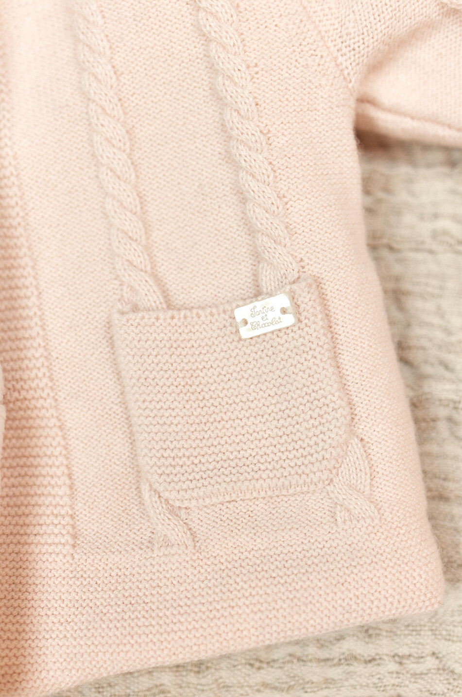 Baby hooded knit cardigan with plush lining