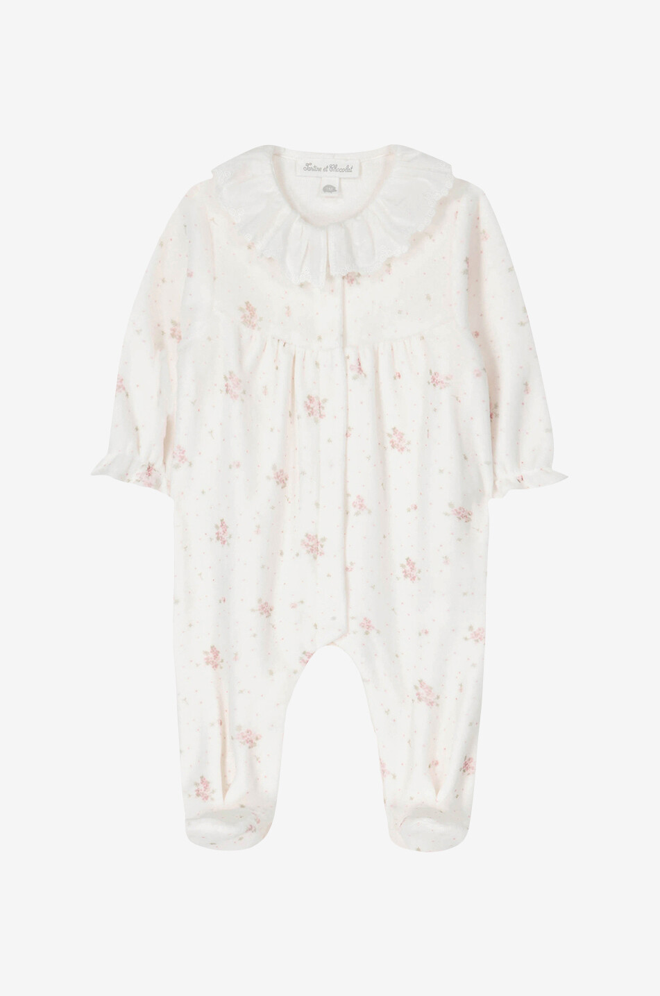 Baby floral velvet sleepsuit