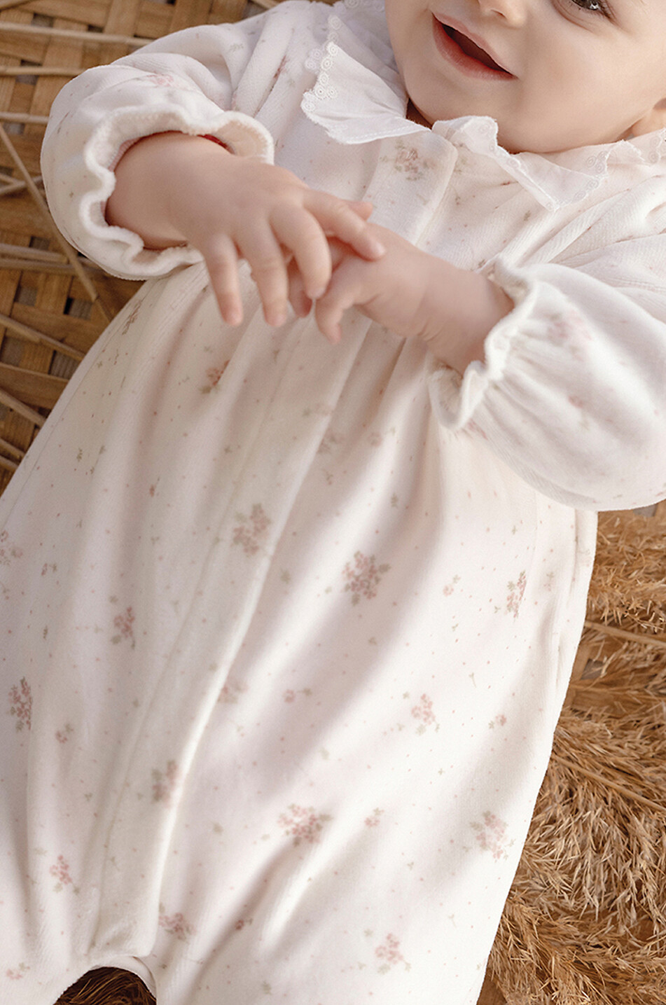 Baby floral velvet sleepsuit