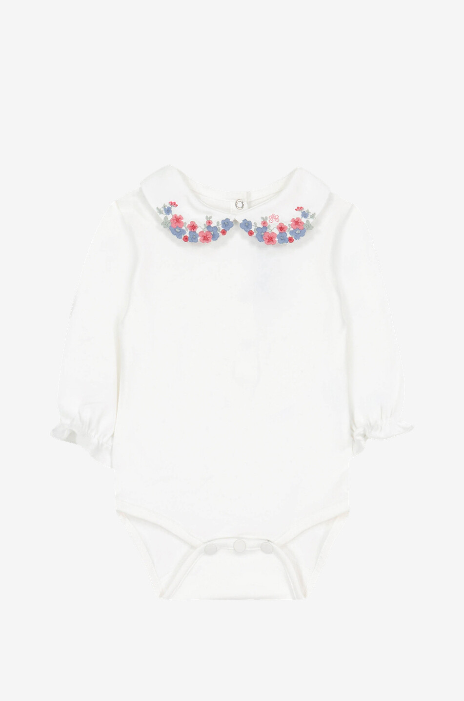 TARTINE ET CHOCOLAT Flower embroidered collar jersey baby body Baby DARK PINK 1