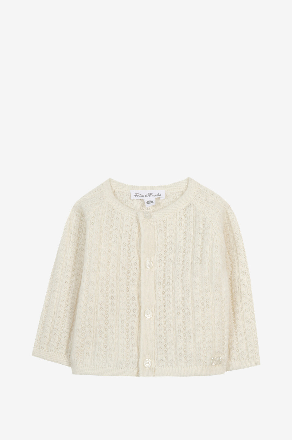 Baby button-down openwork-knit cardigan