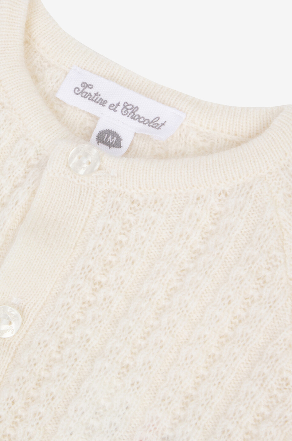 Baby button-down openwork-knit cardigan