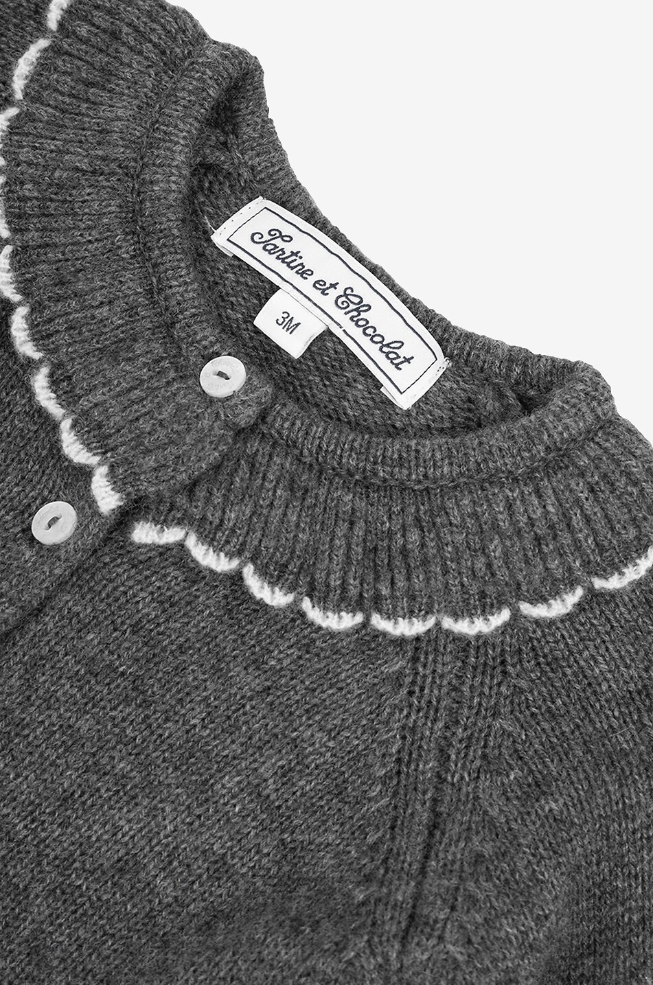 Baby button-down cardigan with scalloped collar