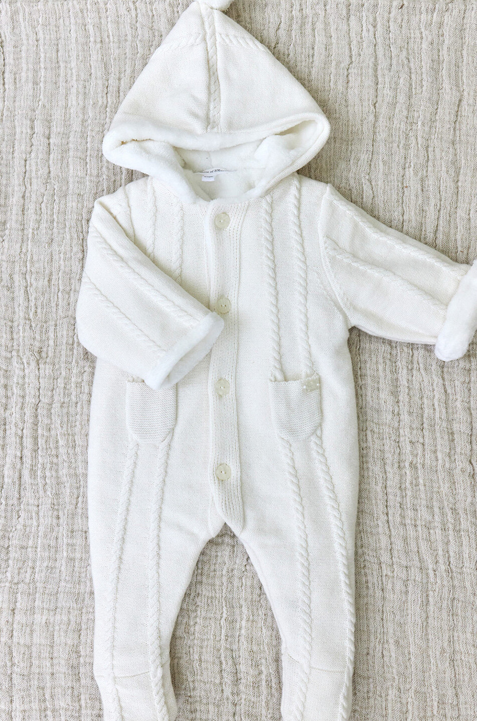 Baby knit overall with plush lining