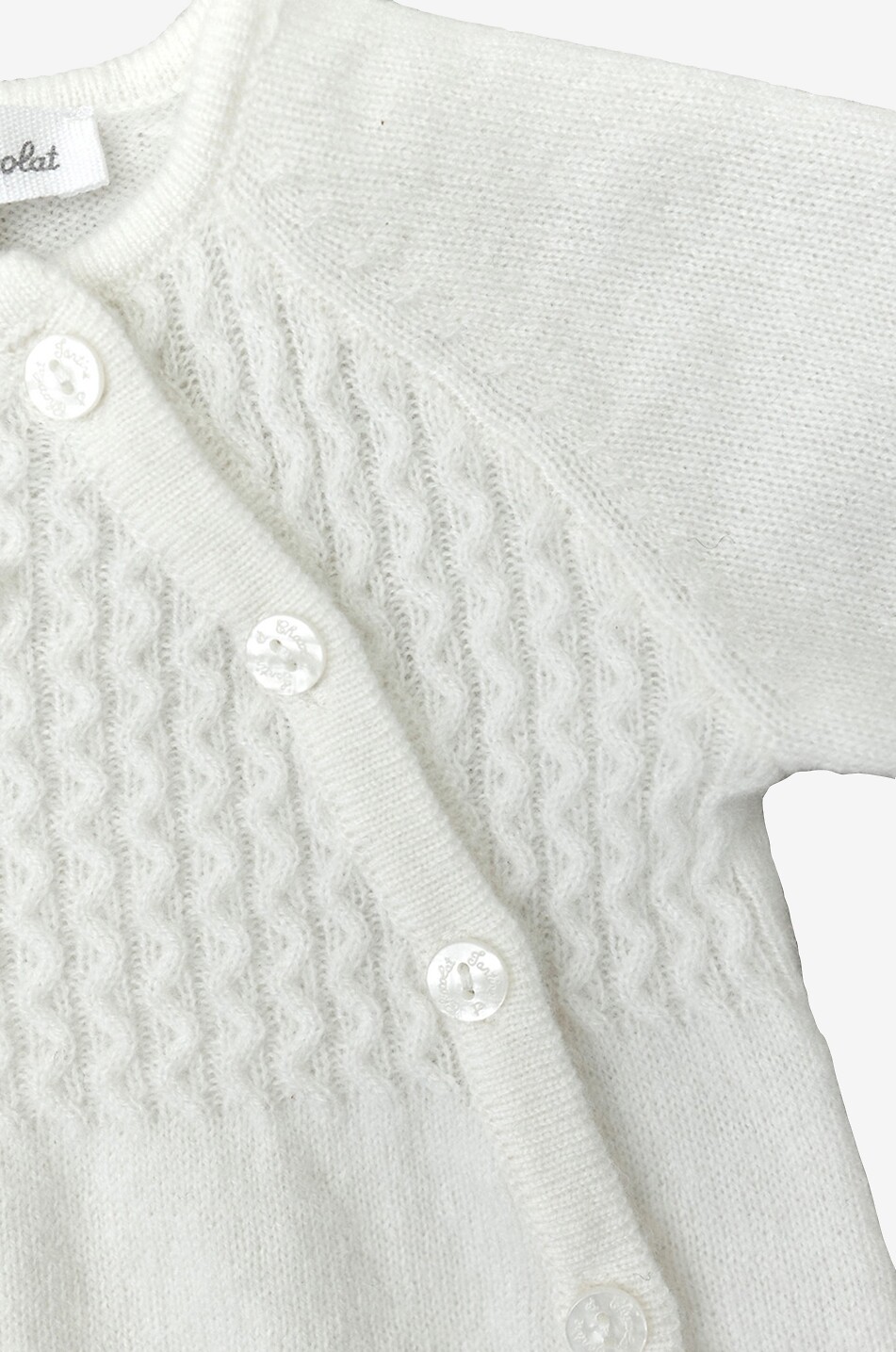 Zigzag patterned baby knit overall