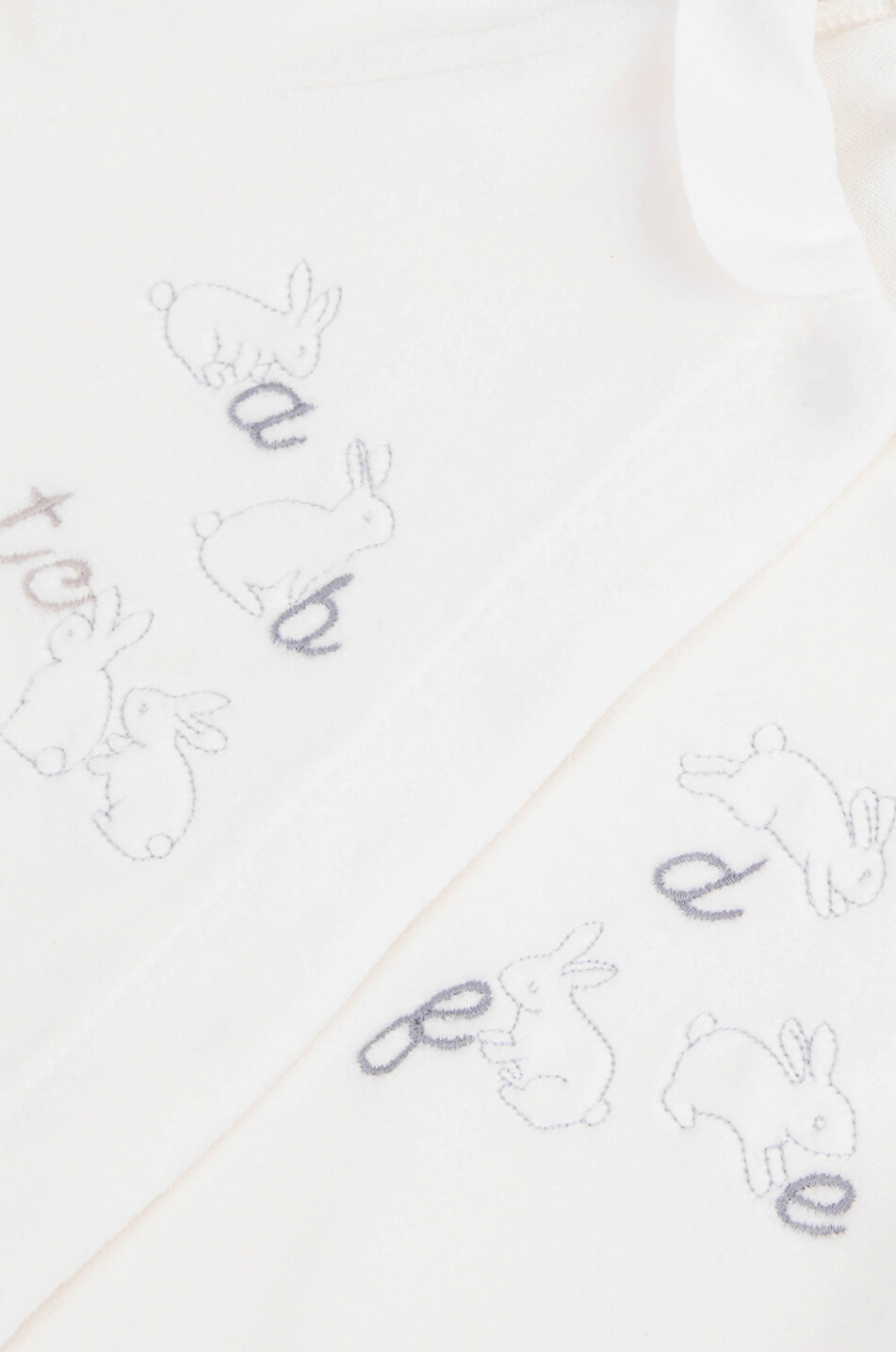 TARTINE ET CHOCOLAT Pyjama bébé en velours brodé lapins ABCD Unisexe BLANC 3