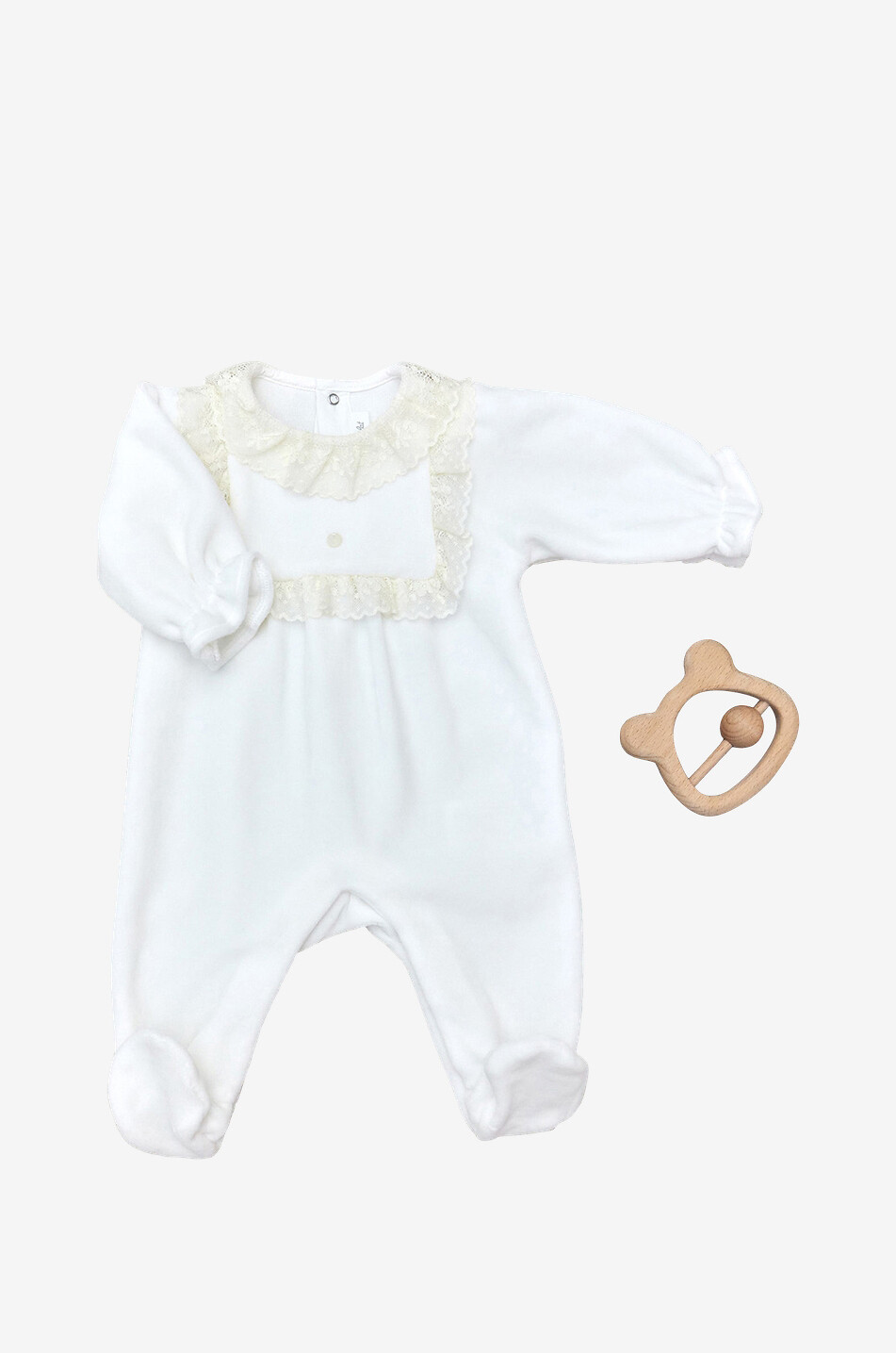 Baby-Samt-Pyjama mit Spitze