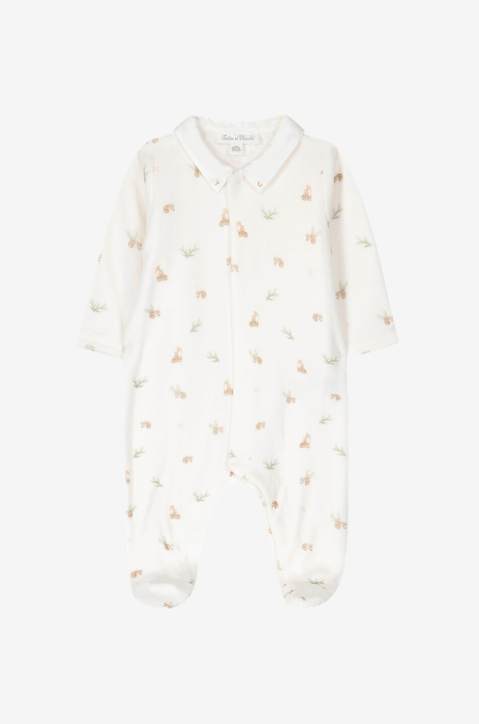 TARTINE ET CHOCOLAT Baby-Pyjama aus Samt mit Fuchsprint Baby CREMEFARBEN 1