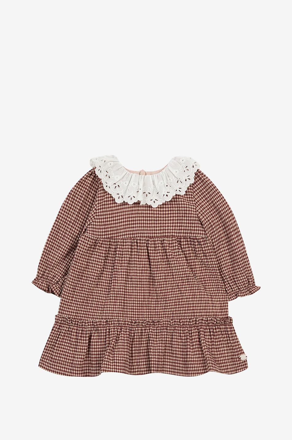 Kleid für Babys mit Vichykaros und Lochstick-Kragen