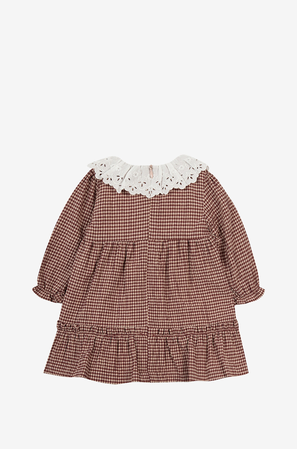 Kleid für Babys mit Vichykaros und Lochstick-Kragen
