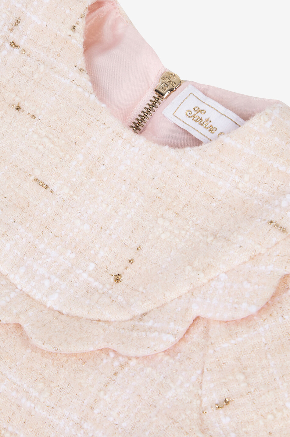 TARTINE ET CHOCOLAT Baby tweed dress with scalopped bib collar Baby LIGHT PINK 3