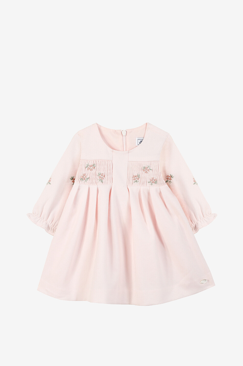 TARTINE ET CHOCOLAT Samt-Babykleid mit Raffungen und Blütenstickereien Baby HELLROSA 1